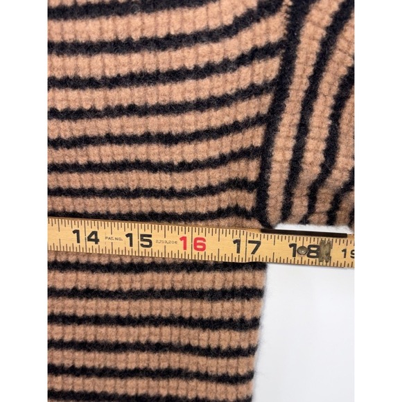 Madewell Waffle Knit Wool Turtleneck Sweater Striped Minimalist‎ Neutral Cozy XS - Picture 3 of 7